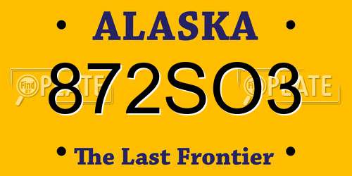 872SO3 Alaska License Plate