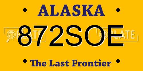 872SOE Alaska License Plate