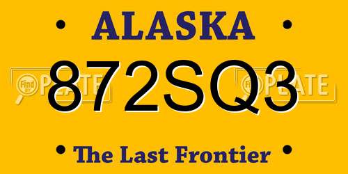 872SQ3 Alaska License Plate