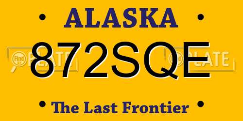 872SQE Alaska License Plate