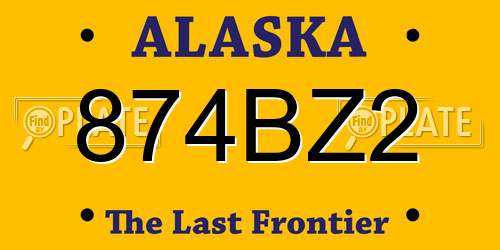 874BZ2 Alaska License Plate