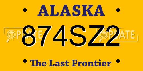 874SZ2 Alaska License Plate