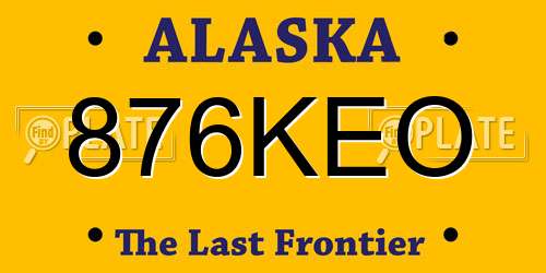 876KEO Alaska License Plate