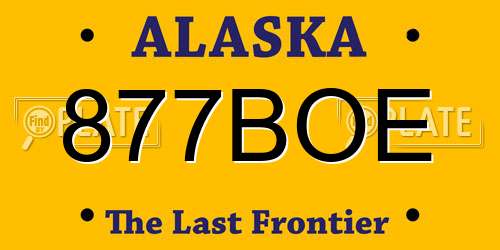 877BOE Alaska License Plate