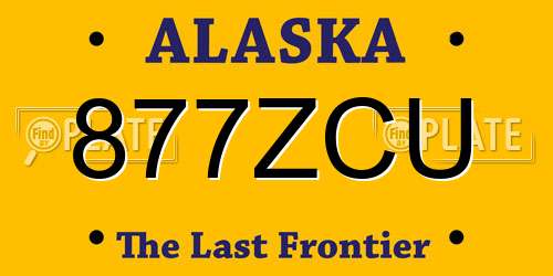 877ZCU Alaska License Plate