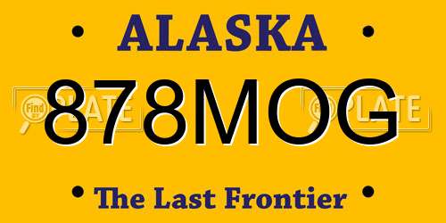 878MOG Alaska License Plate