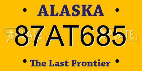 87AT685 Alaska License Plate