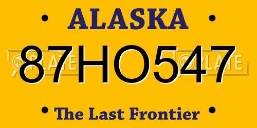 87HO547 Alaska License Plate