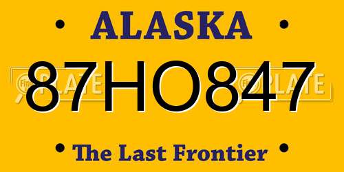 87HO847 Alaska License Plate