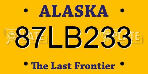 87LB233 Alaska License Plate