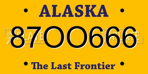87OO666 Alaska License Plate