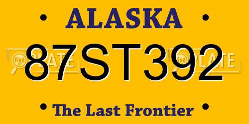 87ST392 Alaska License Plate