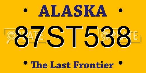 87ST538 Alaska License Plate