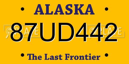 87UD442 Alaska License Plate