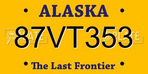 87VT353 Alaska License Plate