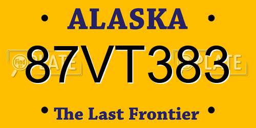 87VT383 Alaska License Plate