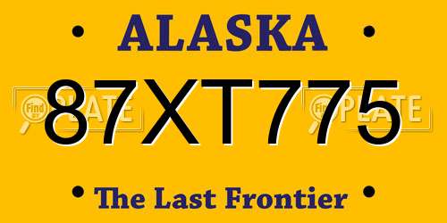 87XT775 Alaska License Plate