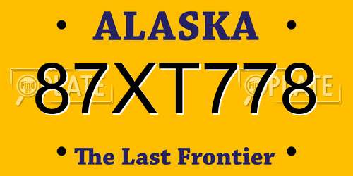 87XT778 Alaska License Plate