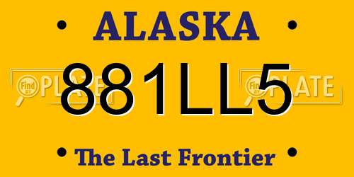 881LL5 Alaska License Plate