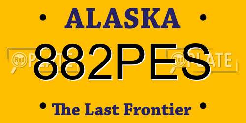882PES Alaska License Plate