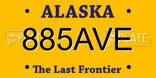 885AVE Alaska License Plate