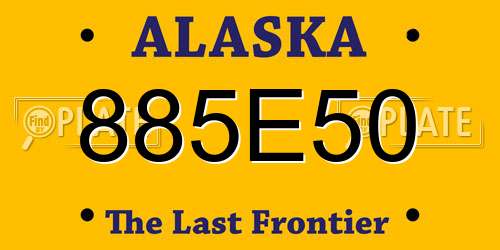 885E50 Alaska License Plate