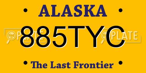 885TYC Alaska License Plate