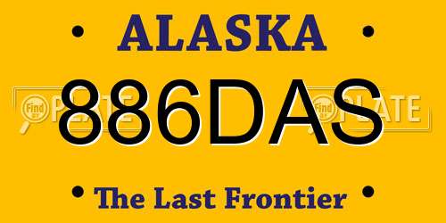 886DAS Alaska License Plate