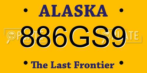 886GS9 Alaska License Plate
