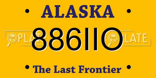 886IIO Alaska License Plate