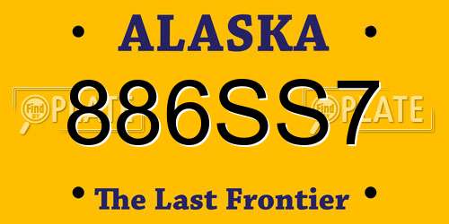 886SS7 Alaska License Plate