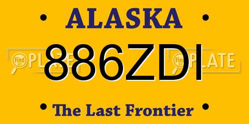 886ZDI Alaska License Plate