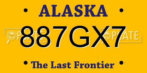 887GX7 Alaska License Plate