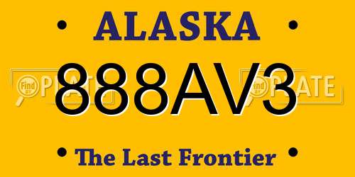 888AV3 Alaska License Plate