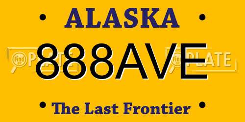 888AVE Alaska License Plate