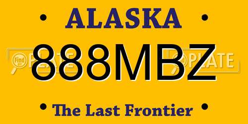888MBZ Alaska License Plate