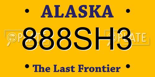 888SH3 Alaska License Plate