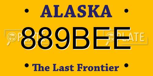 889BEE Alaska License Plate
