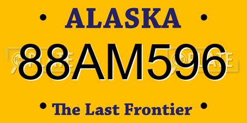 88AM596 Alaska License Plate