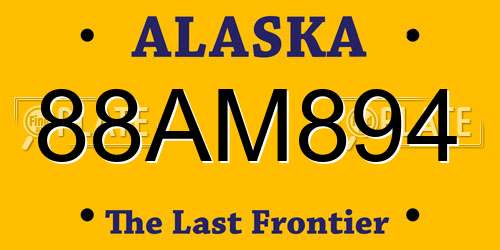 88AM894 Alaska License Plate