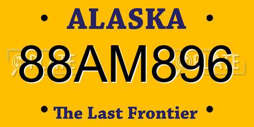 88AM896 Alaska License Plate