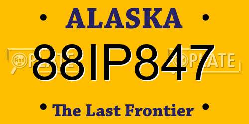 88IP847 Alaska License Plate