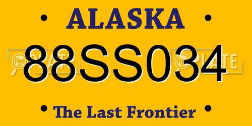 88SS034 Alaska License Plate