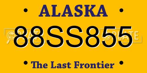 88SS855 Alaska License Plate