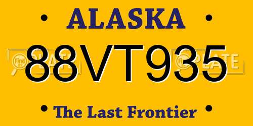 88VT935 Alaska License Plate