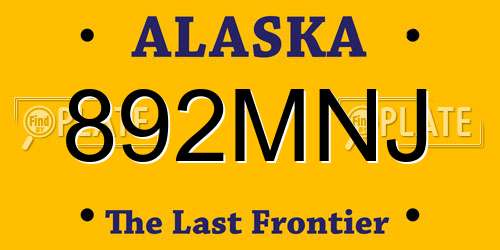 892MNJ Alaska License Plate