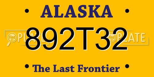 892T32 Alaska License Plate