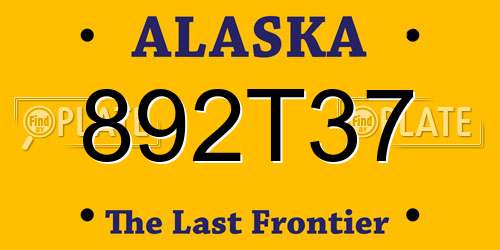 892T37 Alaska License Plate