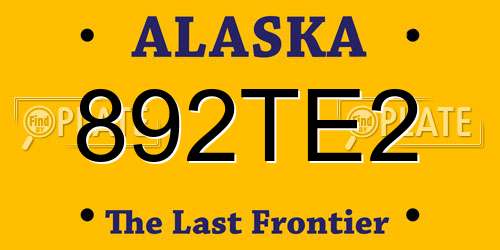 892TE2 Alaska License Plate