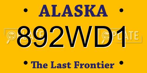 892WD1 Alaska License Plate